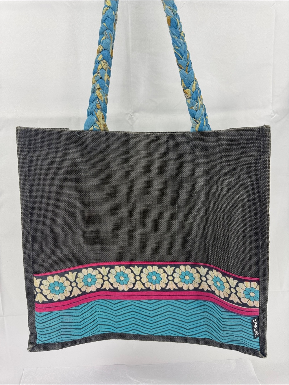 Freeset Gray Aloha Theme Burlap Collapsible Shopping Tote Bag